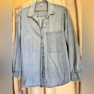 Aerie Oversized Chambray Button Down Shirt XL | Classic Blue Medium Wash